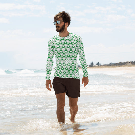 All-Over Print Men's Rash Guard Circle Thick Edgewater and Sea Green