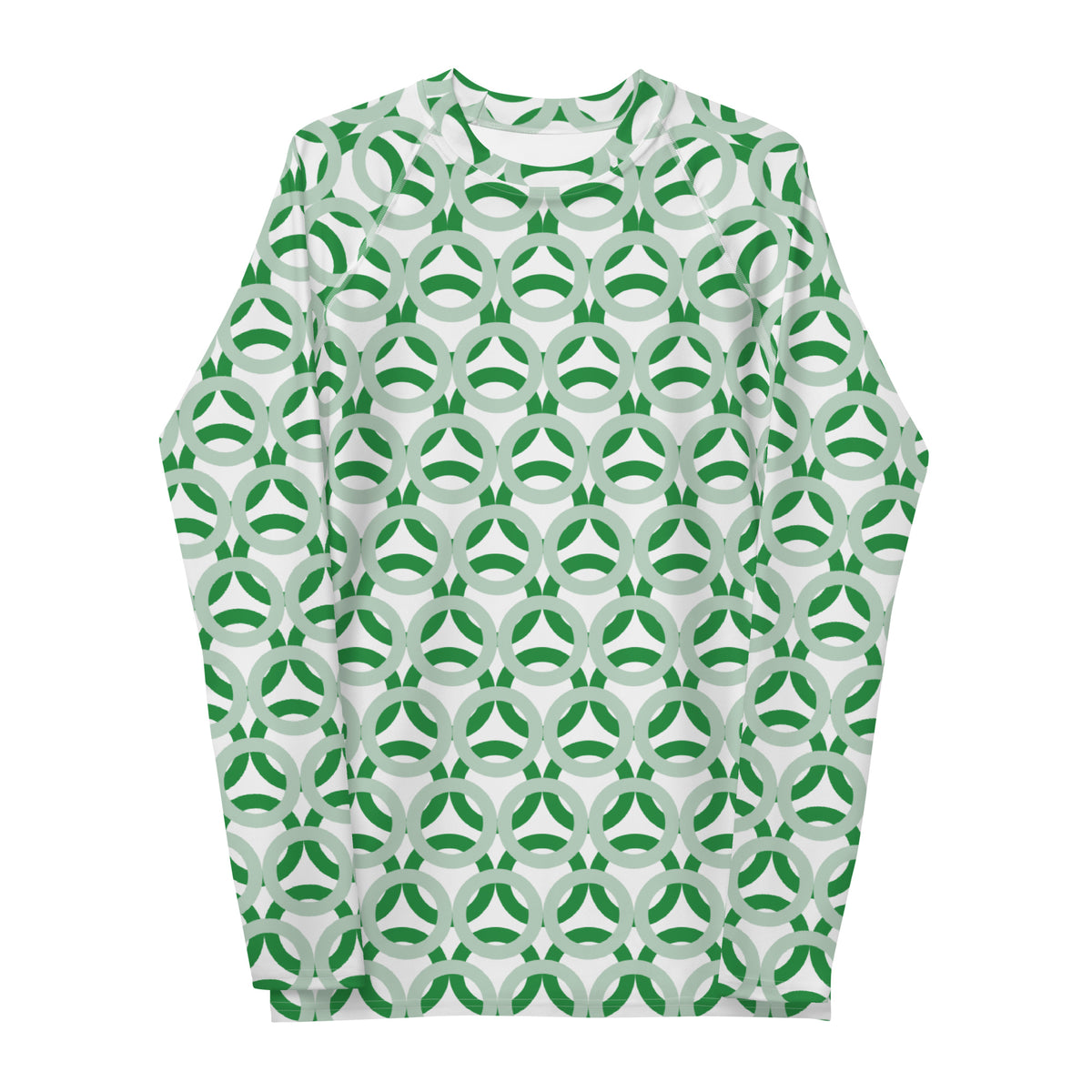 Men's All-Over Print Rash Guard Circle Thick Edgewater and Sea Green