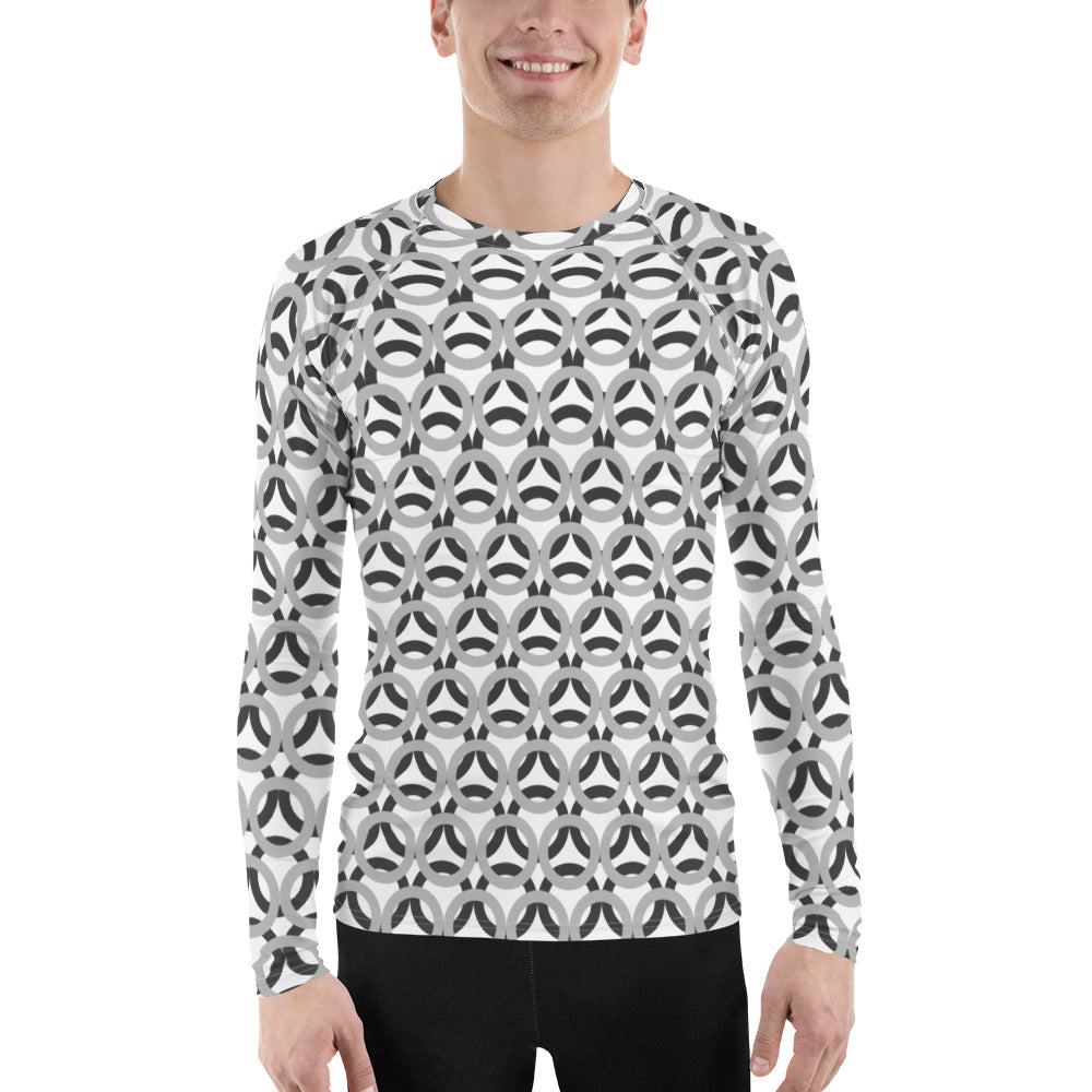 Men's All-Over Print  Rash Guard Circle Thick Silver and Eclipse
