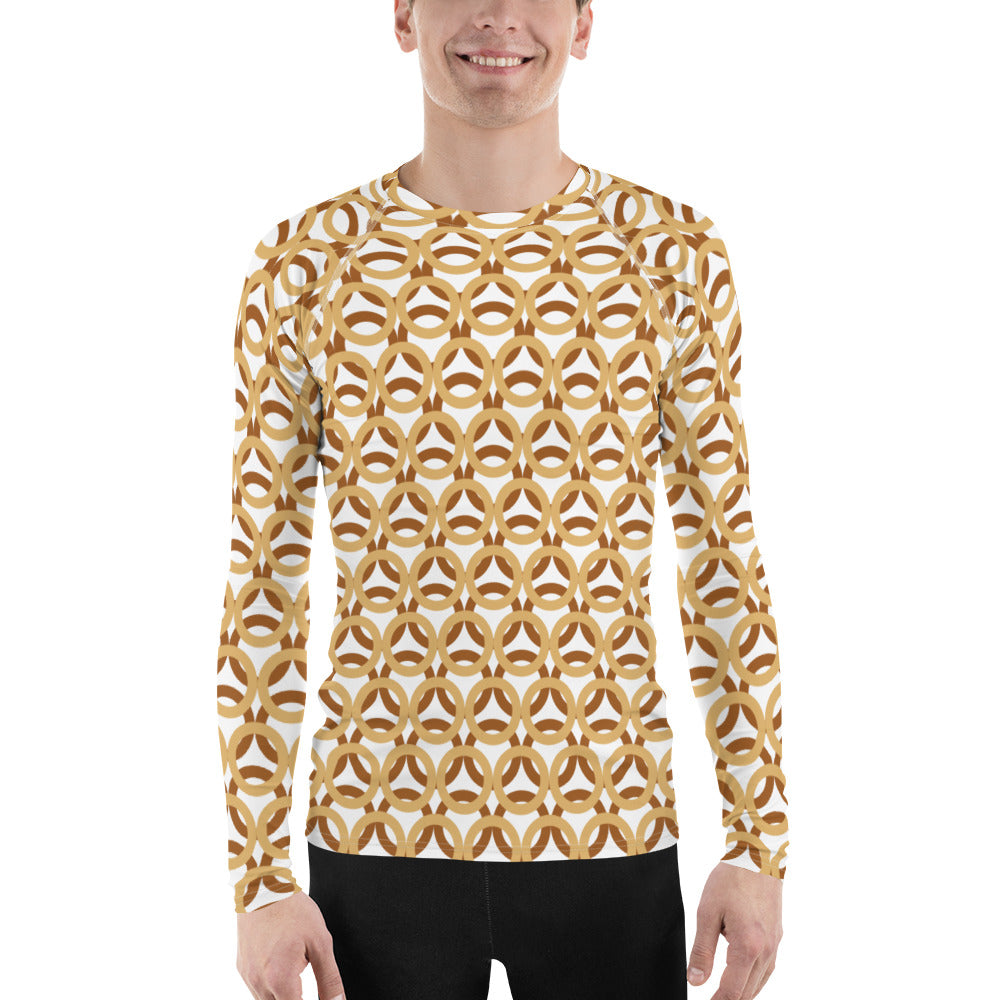 Men's All-Over Print Rash Guard Circle Thick Fawn and Rich Gold