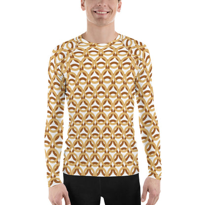 Men's All-Over Print Rash Guard Circle Thick Fawn and Rich Gold