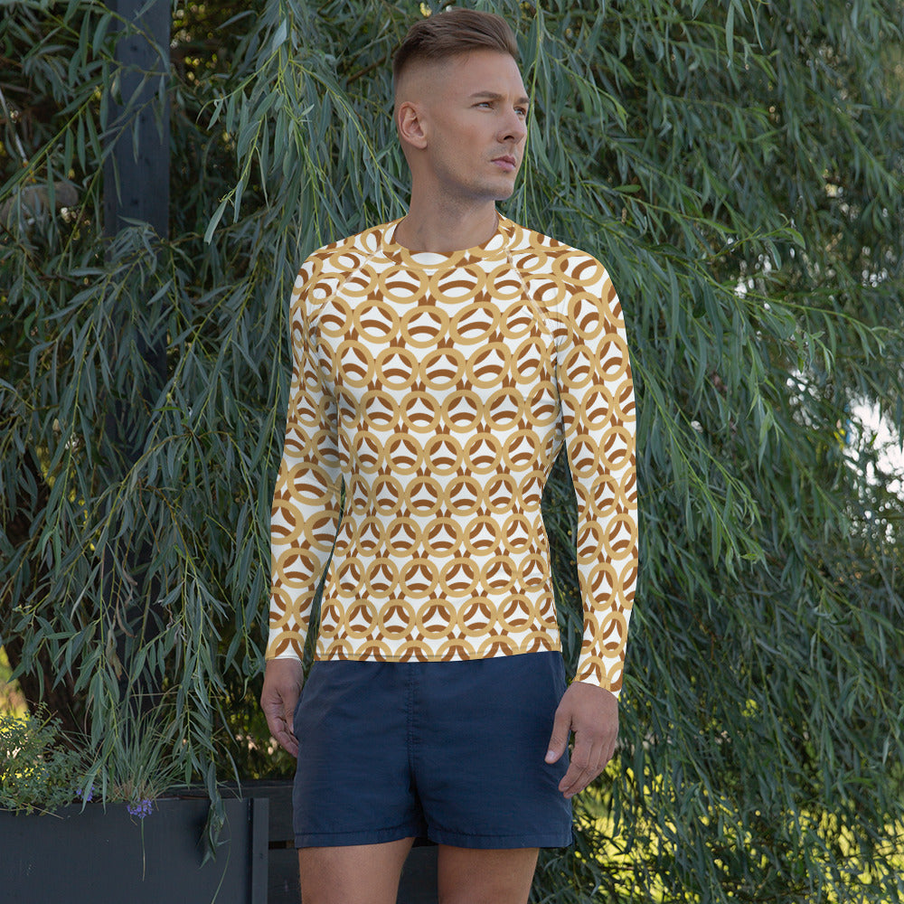 Men's All-Over Print Rash Guard Circle Thick Fawn and Rich Gold