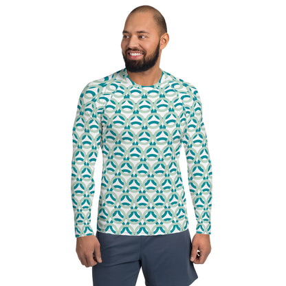 Men's All-Over Print Rash Guard Rings Edgewater and Eastern Blue