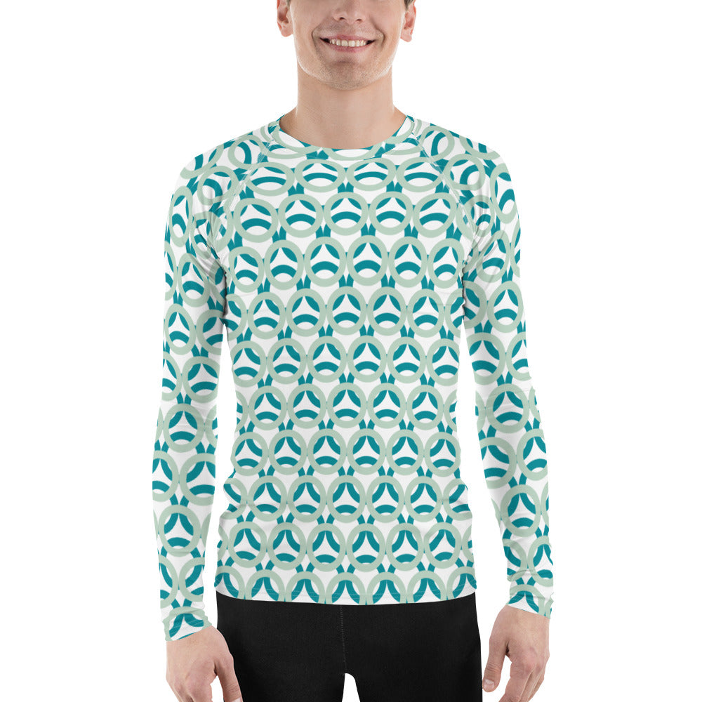 Men's All-Over Print Rash Guard Rings Edgewater and Eastern Blue