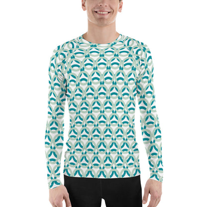 Men's All-Over Print Rash Guard Rings Edgewater and Eastern Blue