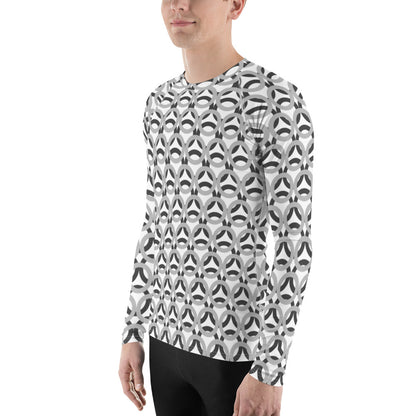 Men's All-Over Print  Rash Guard Circle Thick Silver and Eclipse