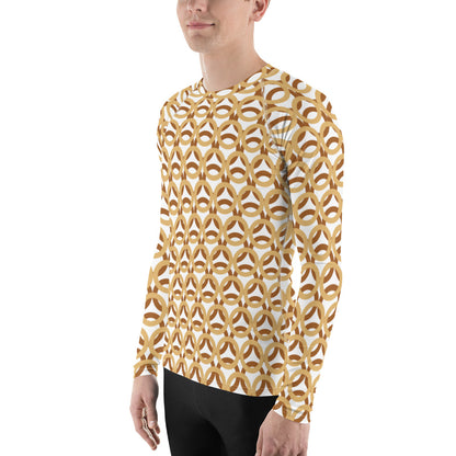 Men's All-Over Print Rash Guard Circle Thick Fawn and Rich Gold