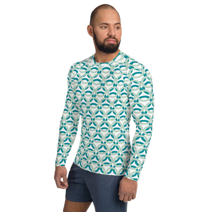 Men's All-Over Print Rash Guard Rings Edgewater and Eastern Blue