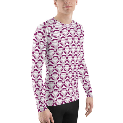 Men's All-Over Print Men's Rash Guard Circle Pale Twilight and Eggplant Violet