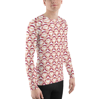 Men's All-Over Print Rash Guard Circle Zinnwaldite and Hippie Pink
