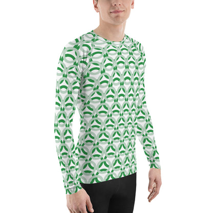 Men's All-Over Print Rash Guard Circle Thick Edgewater and Sea Green