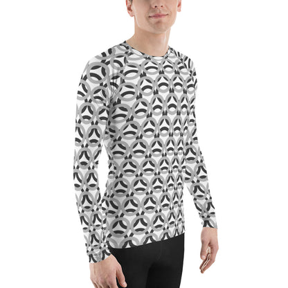 Men's All-Over Print  Rash Guard Circle Thick Silver and Eclipse