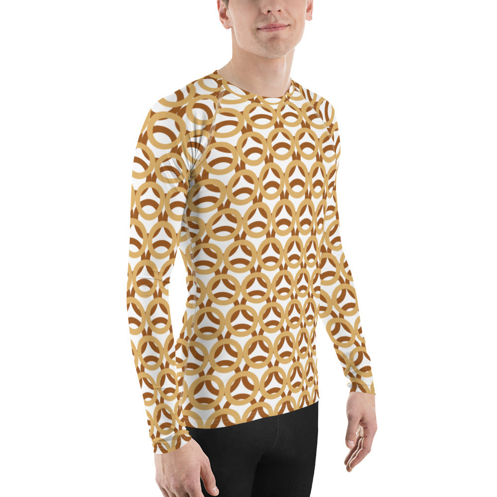 Men's All-Over Print Rash Guard Circle Thick Fawn and Rich Gold