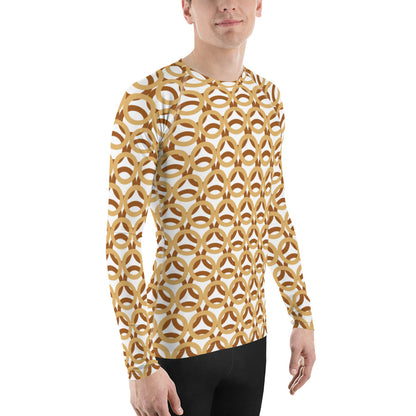 Men's All-Over Print Rash Guard Circle Thick Fawn and Rich Gold