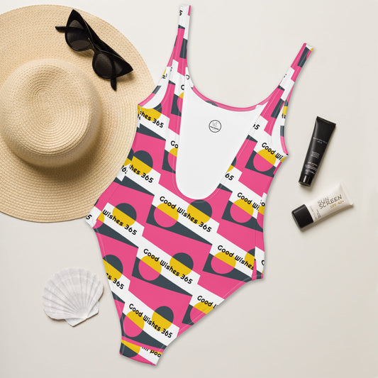 All-Over Print One-Piece Swimsuit Good Wishes 365 Brink Pink II