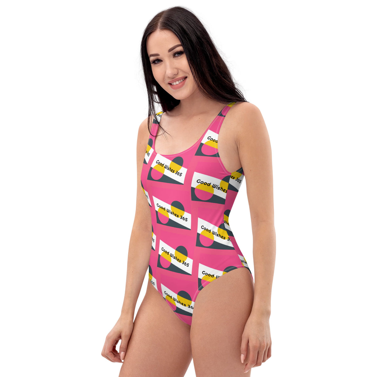 All-Over Print One-Piece Swimsuit Good Wishes 365 Brink Pink I
