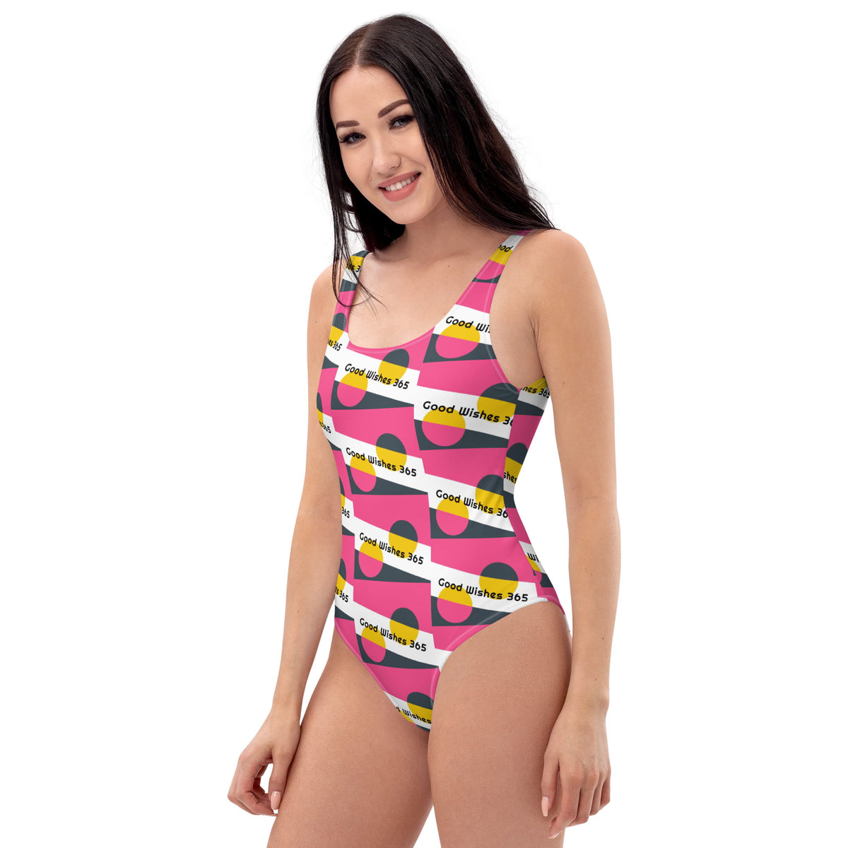 All-Over Print One-Piece Swimsuit Good Wishes 365 Brink Pink II