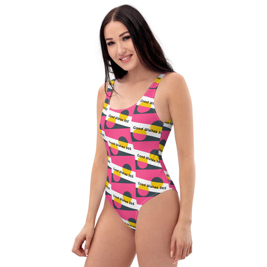 All-Over Print One-Piece Swimsuit Good Wishes 365 Brink Pink II