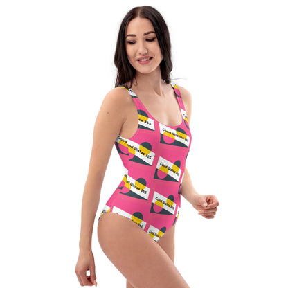 All-Over Print One-Piece Swimsuit Good Wishes 365 Brink Pink I