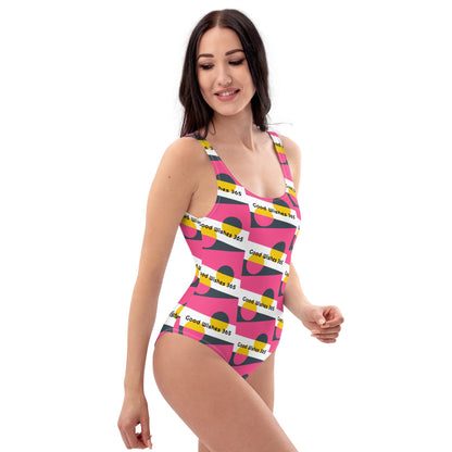 All-Over Print One-Piece Swimsuit Good Wishes 365 Brink Pink II