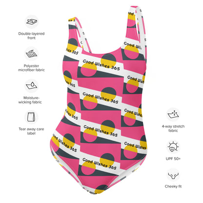 All-Over Print One-Piece Swimsuit Good Wishes 365 Brink Pink II