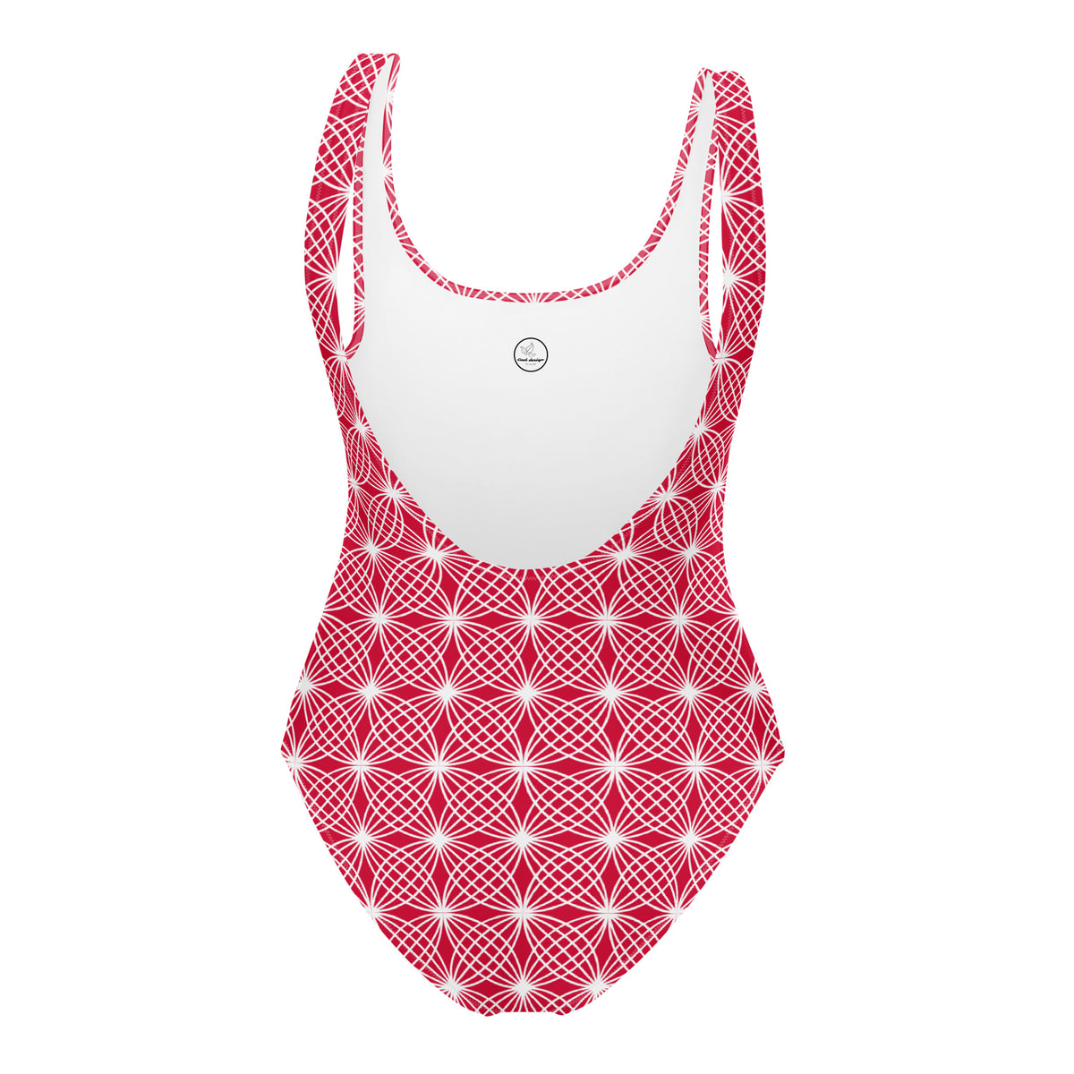 Crimson Abstract Geometric Diamonds One-Piece Swimsuit
