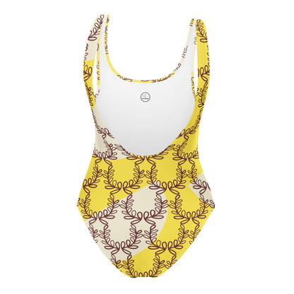 All-Over Print One-Piece Swimsuit Laurel Leaf Crown Paris Daisy