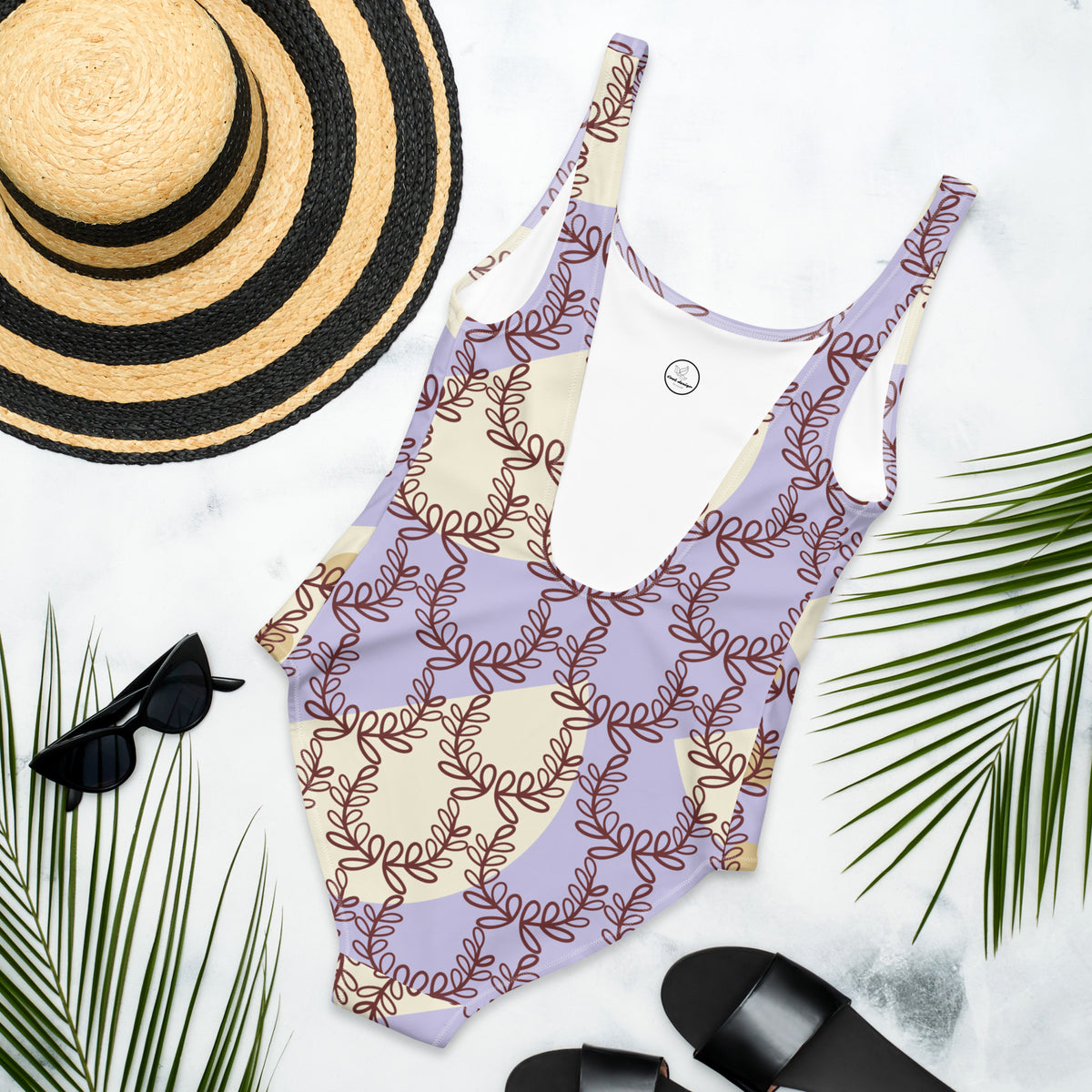 All-Over Print One-Piece Swimsuit Laurel Leaf Crown Melrose
