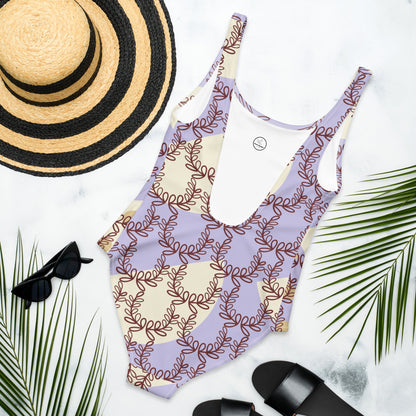 All-Over Print One-Piece Swimsuit Laurel Leaf Crown Melrose