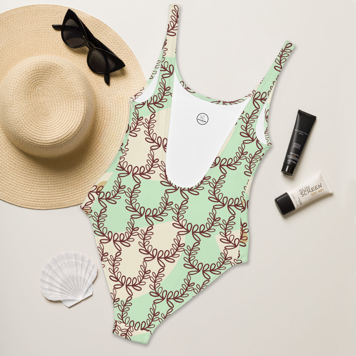 All-Over Print One-Piece Swimsuit Laurel Leaf Crown Tara