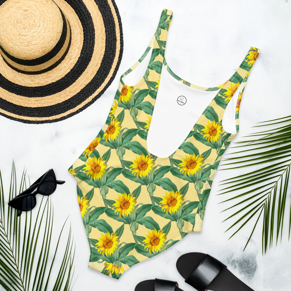 All-Over Print One-Piece Swimsuit Sunflowers