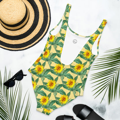 All-Over Print One-Piece Swimsuit Sunflowers