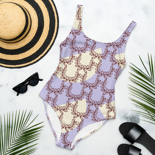 All-Over Print One-Piece Swimsuit Laurel Leaf Crown Melrose