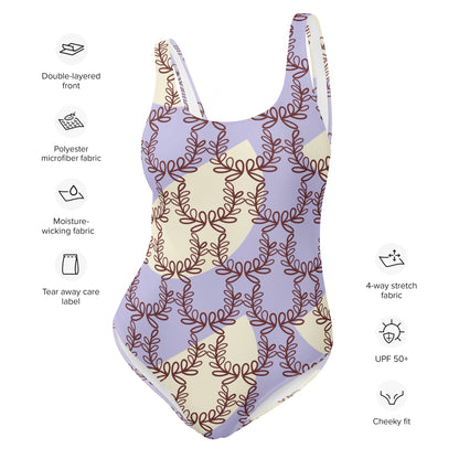 All-Over Print One-Piece Swimsuit Laurel Leaf Crown Melrose