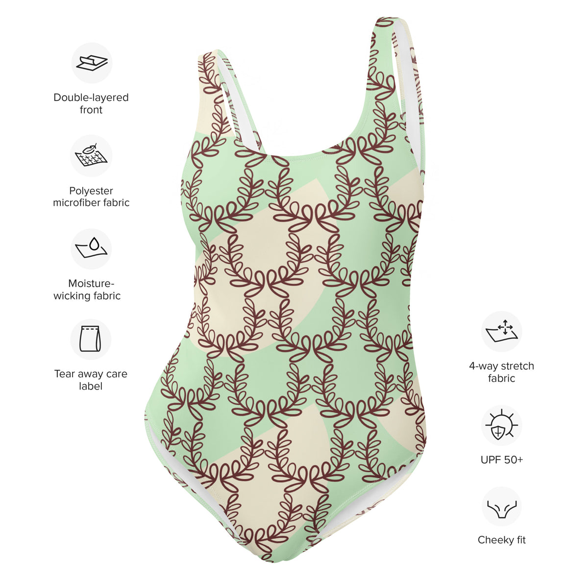 All-Over Print One-Piece Swimsuit Laurel Leaf Crown Tara