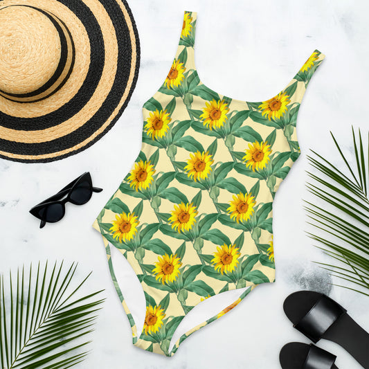 All-Over Print One-Piece Swimsuit Sunflowers