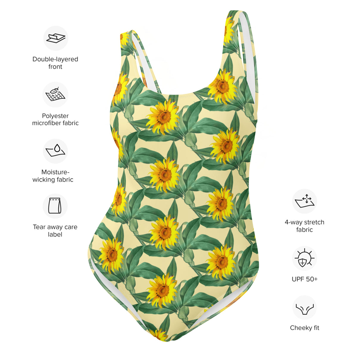 All-Over Print One-Piece Swimsuit Sunflowers