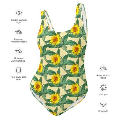 All-Over Print One-Piece Swimsuit Sunflowers