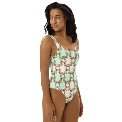 All-Over Print One-Piece Swimsuit Laurel Leaf Crown Tara