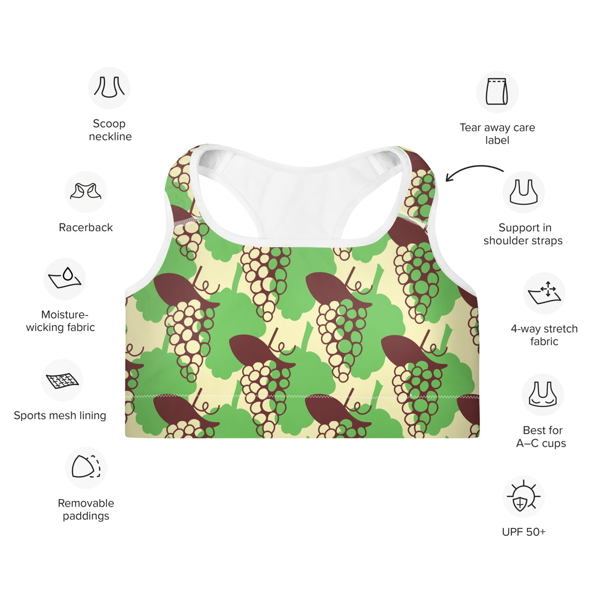 All-Over Print Padded Sports Bra