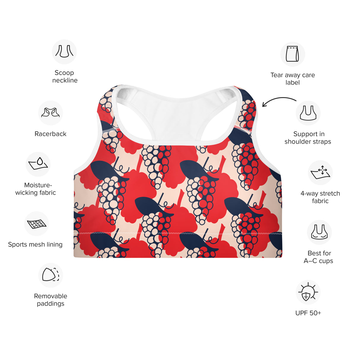 All-Over Print Padded Sports Bra