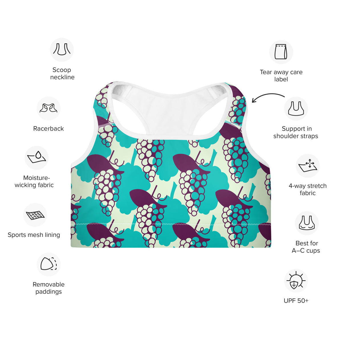 All-Over Print Padded Sports Bra