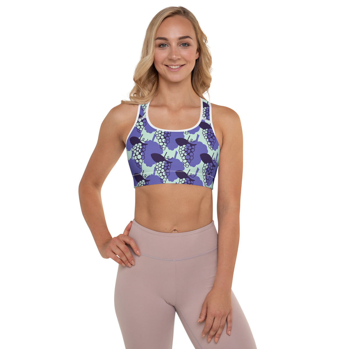 All-Over Print Purple Grapes Padded Sports Bra