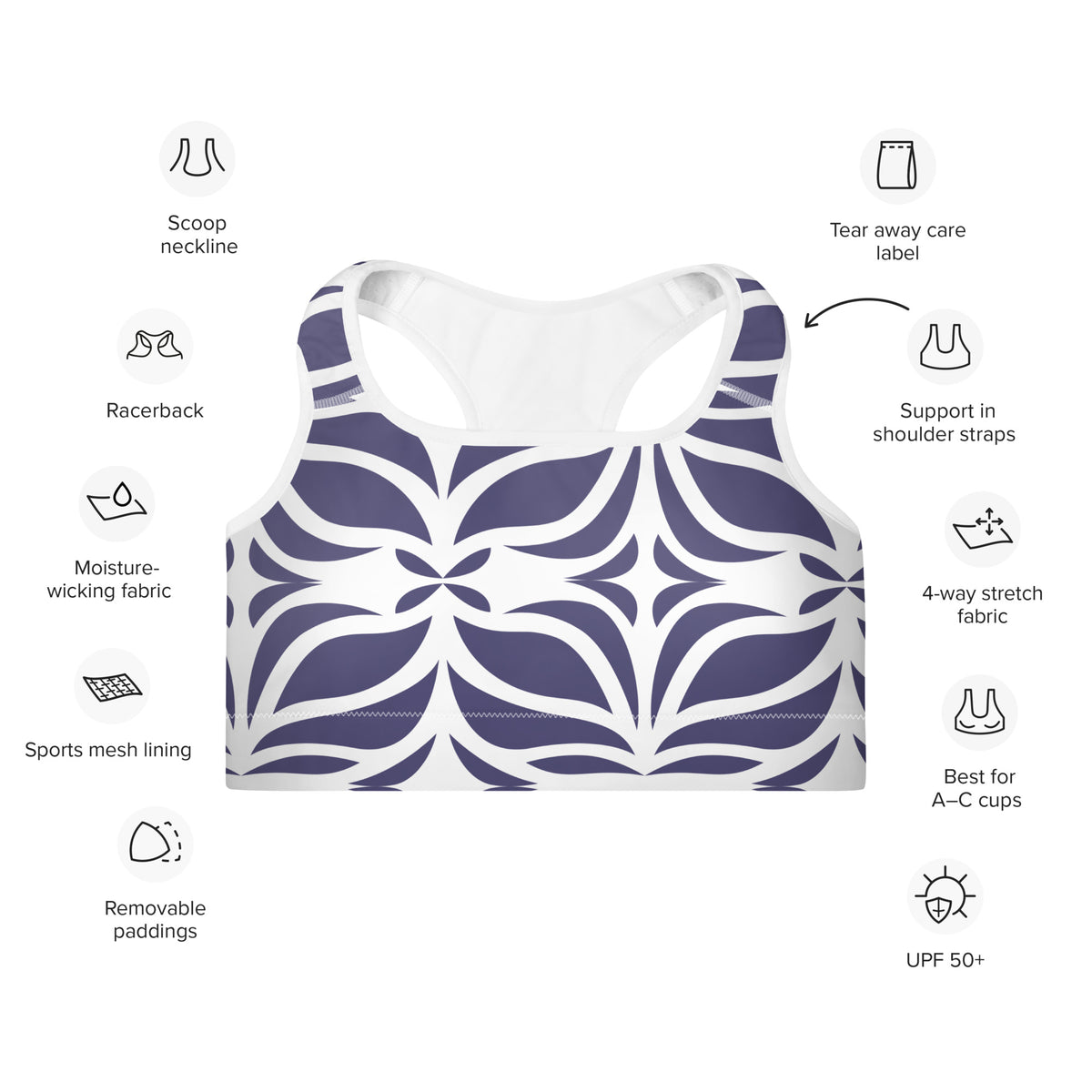 All-Over Print Padded Sports Bra
