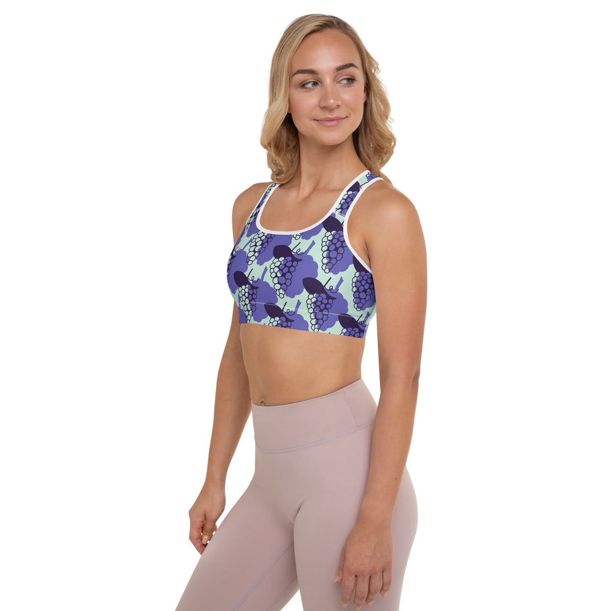 All-Over Print Purple Grapes Padded Sports Bra