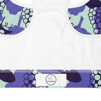 All-Over Print Purple Grapes Padded Sports Bra