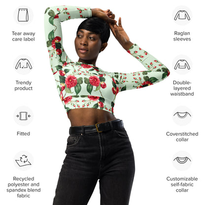 Recycled long-sleeve crop top