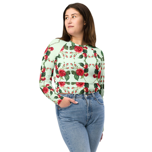 Recycled long-sleeve crop top