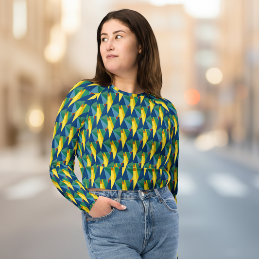 Recycled long-sleeve crop top