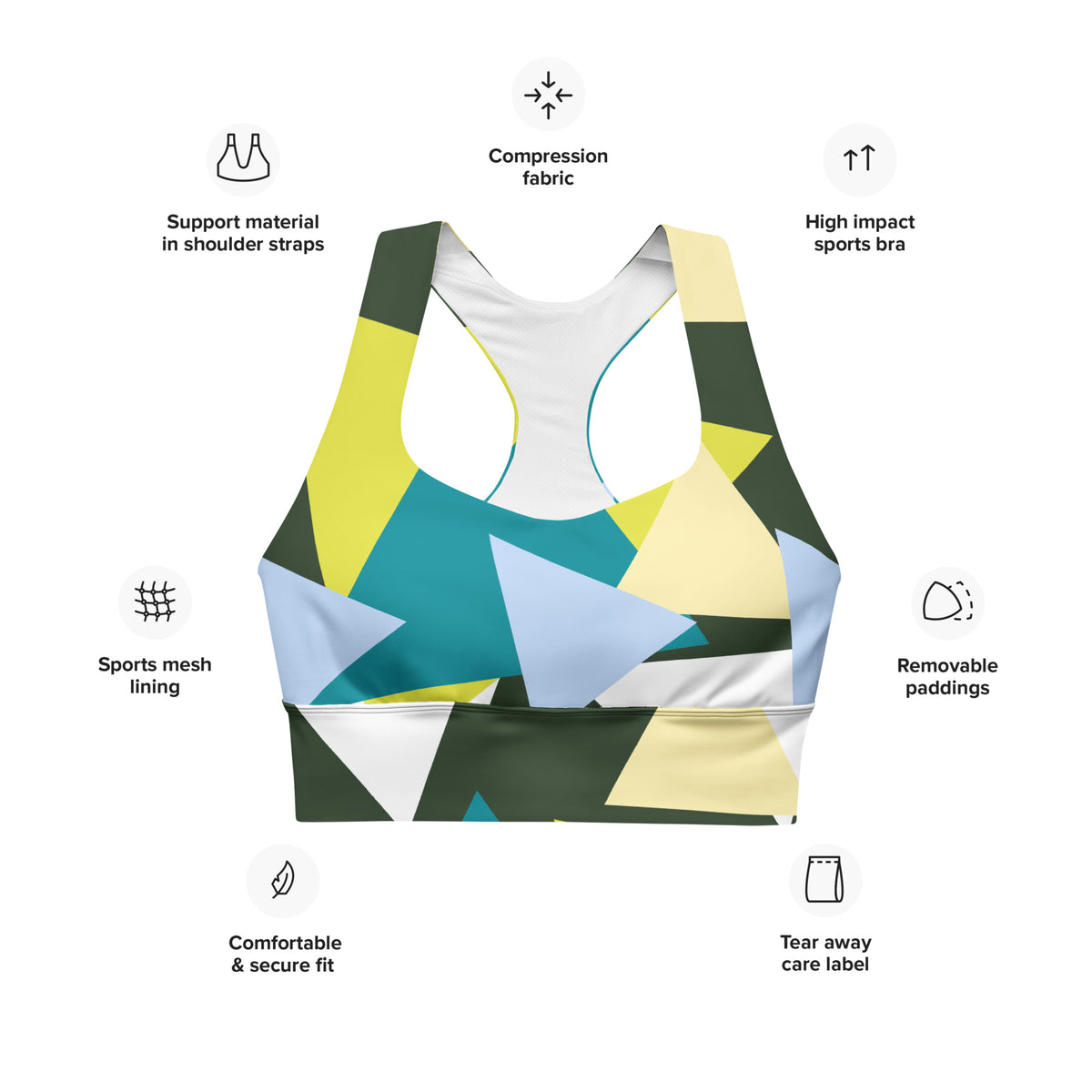 All-Over Print Recycled Longline Sports Bra